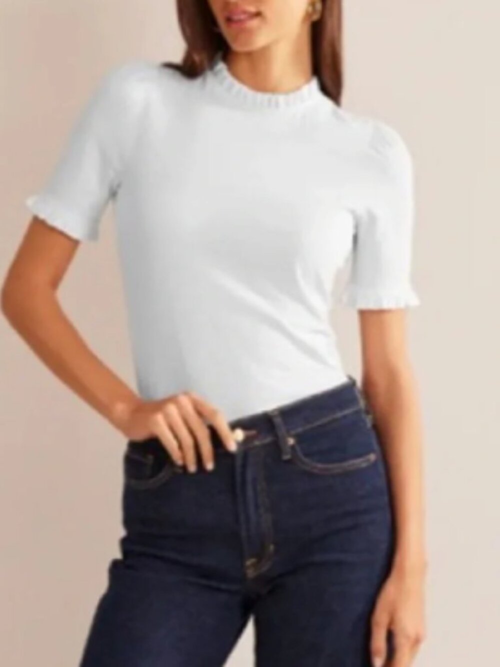 Boden Supersoft Frill Detail T-shirt